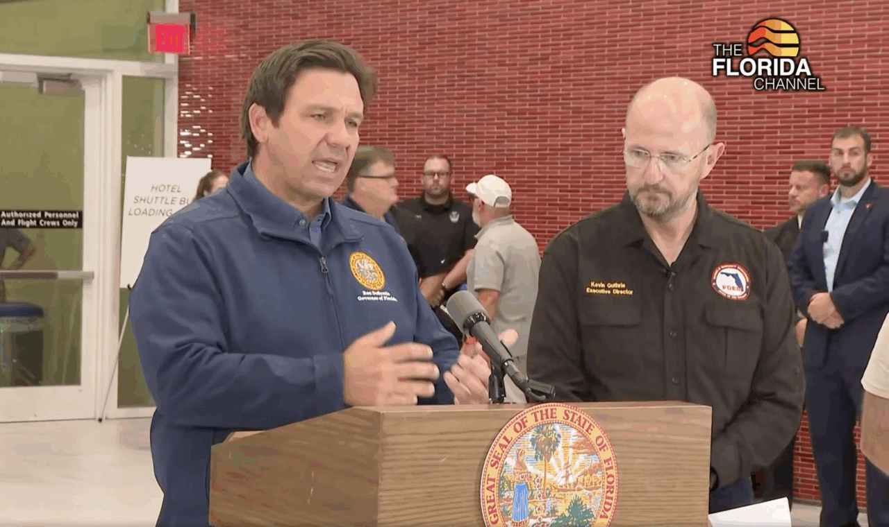 Gov. Ron DeSantis and Kevin Gutherie speak at a June 20, 2025 press conference on Israel Rescue missions.